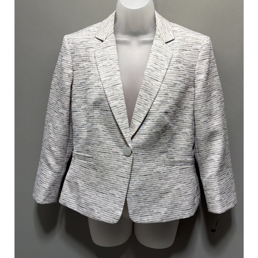 NWT JOHN MEYER TEXTURED LINED GRAY BLAZER JACKET SIZE 8 POCKETS